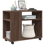 vidaXL Table d'appoint avec roues chêne marron bois d'ingénierie