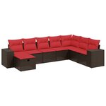 vidaXL Salon de jardin 8 Pièces avec coussins marron résine tressée