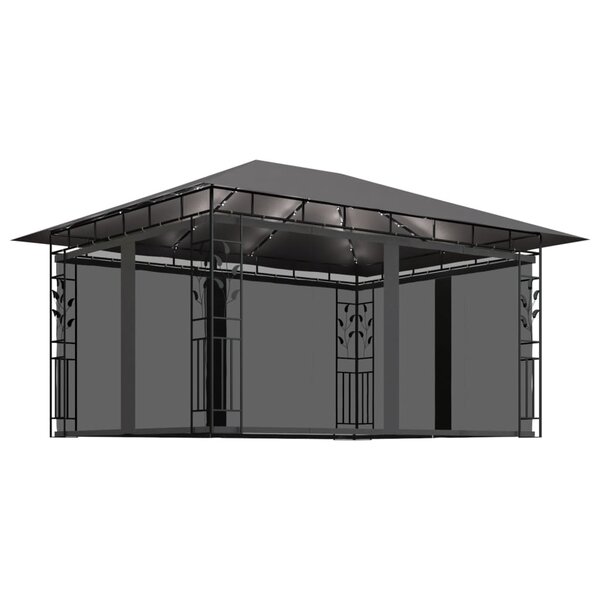 vidaXL Tonnelle avec moustiquaire et lumières LED 4x3x2 73m Anthracite
