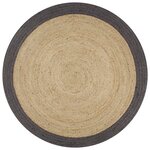 vidaXL Tapis fait à la main Jute avec bord gris foncé 90 cm