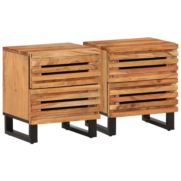 vidaXL Tables de chevet 2 Pièces 40x34x46 cm bois d'acacia massif