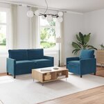 vidaXL Ensemble de Canapés 2 pc Bleu Velours