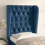 vidaXL Tête de lit avec oreilles Bleu foncé 83x23x118/128 cm Velours