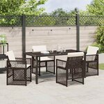 vidaXL Ensemble de salle à manger pour jardin 5 Pièces Marron polyrotin