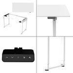 Bureau table poste de travail électrique à hauteur réglable 180 x 80 cm blanc 03_0009077