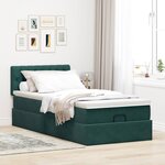 vidaXL Lit ottoman avec matelas et LED Vert foncé 80x200cm velours