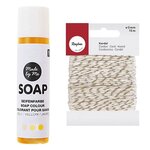 Colorant pour savon jaune 10 ml + Ficelle dorée & blanche 15 m