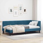 vidaXL Cadre de lit d'angle Autre avec tête de lit Bleu 90 x 190 cm