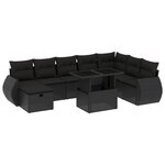 vidaXL Salon de jardin 9 Pièces avec coussins noir résine tressée