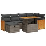 vidaXL Salon de jardin 8 Pièces avec coussins gris résine tressée