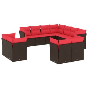 vidaXL Salon de jardin et coussins 11 Pièces marron résine tressée