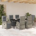 vidaXL Ensemble de salle à manger pour jardin 7 Pièces Gris Poly rotin