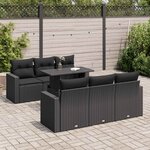 vidaXL Salon de jardin 7 Pièces avec coussins noir résine tressée