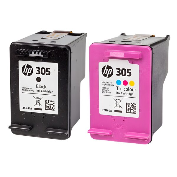 Pack de 2 cartouches d'encre authentiques HP 305 Noir et couleurs - programme SECOND