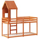 vidaXL Lit superposé avec toit cire marron 80x200cm bois massif de pin