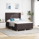 vidaXL Lit à ressorts avec matelas Marron foncé 140 x 190 cm tissu