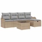 vidaXL Ensemble de canapé de jardin 6 Pièces Beige Poly rotin