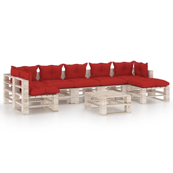 vidaXL Salon de jardin palette 8 Pièces avec coussins bois de pin