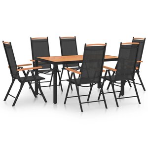 vidaXL Ensemble à manger de jardin 7 Pièces Aluminium Noir