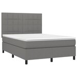 vidaXL Sommier à lattes de lit et matelas et LED Gris foncé 140x190 cm