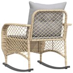 vidaXL Chaise à bascule de jardin avec coussins beige résine tressée