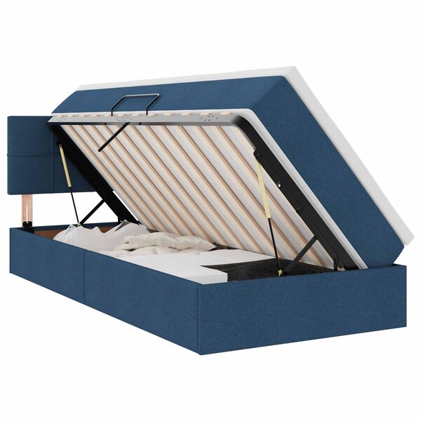 vidaXL Lit de rangement LED avec matelas Bleu 90 x 200 cm Tissu