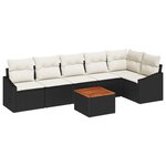 vidaXL Canapé de jardin 7 pièces avec coussins  noir en poly rotin et acacia