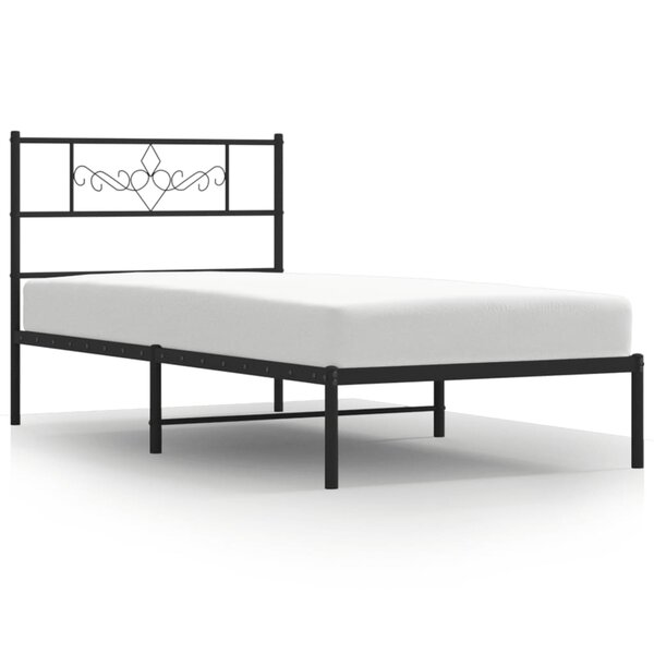 vidaXL Cadre de lit métal sans matelas avec tête de lit noir 90x200 cm