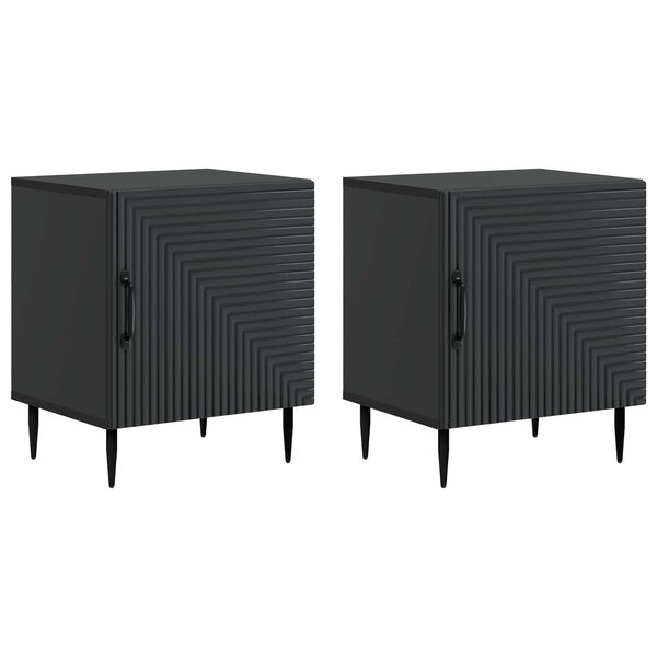 vidaXL Cabinet de chevet 2 Pièces Noir 43 x 34 5 x 50 cm