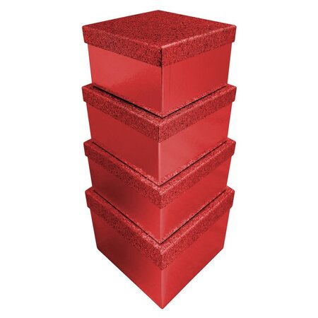 Lot de 4 boîtes cadeaux pailletées rouge x 6 clairefontaine