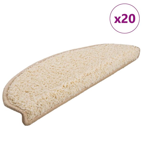 vidaXL Tapis d'escalier 20 Pièces crème 65x21x4 cm