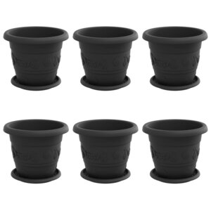 vidaXL Pots de plantes 6 Pièces Noir Ø 26 x 21.5 cm Plastique
