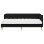 vidaXL Cadre de lit d'angle avec matelas Noir 100 x 200 cm tissu