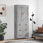 vidaXL Buffet haut Gris béton 69 5x34x180 cm Bois d'ingénierie