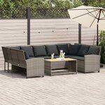 vidaXL Canapé de jardin avec coussins Gris Résine tressée