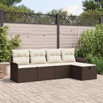 vidaXL Ensemble de canapé de jardin 5 Pièces Marron Poly rotin