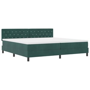 vidaXL Lit à ressorts avec tête de lit Vert foncé 200 x 200 cm Velours