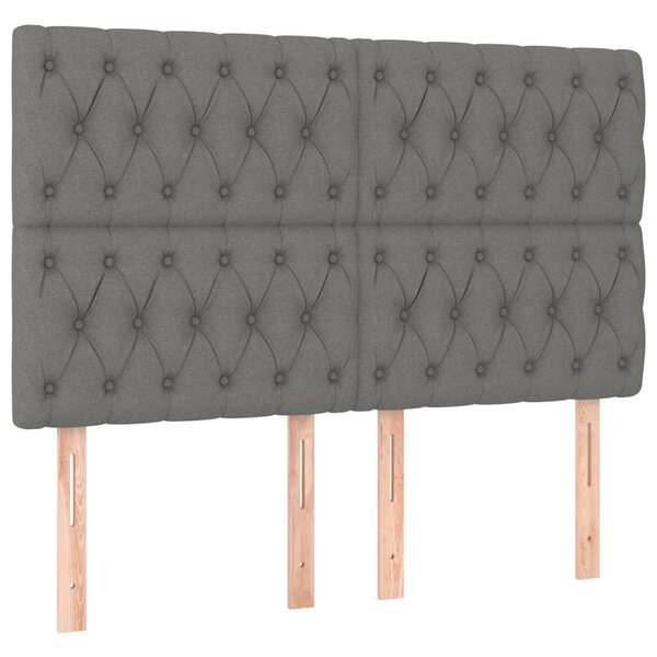 vidaXL Têtes de lit 4 Pièces Gris foncé 72x7x78/88 cm Tissu