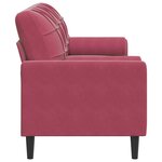 vidaXL Canapé 3 places avec oreillers bordeaux 180 cm velours