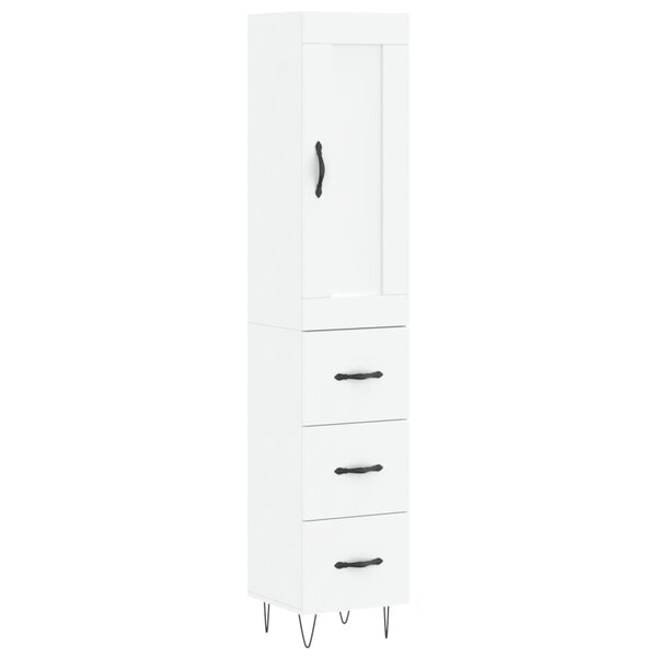 vidaXL Buffet haut Blanc 34 5x34x180 cm Bois d'ingénierie