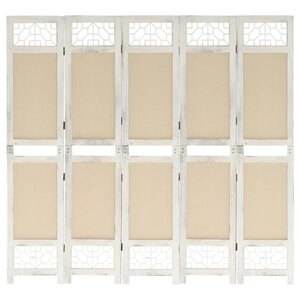 vidaXL Cloison de séparation 5 panneaux Crème 175x165 cm Tissu