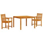 vidaXL Ensemble de salle à manger pour jardin 3 Pièces Marron
