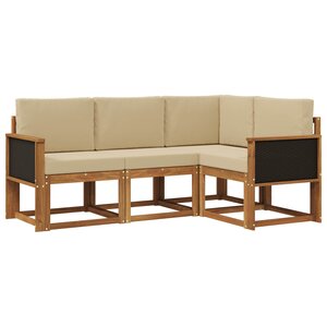 vidaXL Ensemble de canapés d'extérieur 4 pc Naturel et Beige Polyester