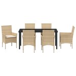 vidaXL Ensemble de jardin 7 pièces avec coussins beige en poly rattan