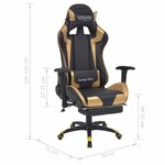 vidaXL Chaise de Gaming Doré 70 x 71 x 136 cm Simili cuir