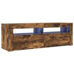 vidaXL Meuble TV avec lumières LED Chêne fumé 120x35x40 cm