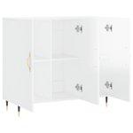 vidaXL Buffet blanc brillant 90x34x80 cm bois d'ingénierie