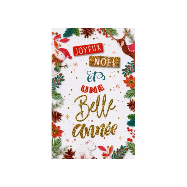 Carte de voeux avec enveloppe - lot de 5 cartes joyeux noël et une belle année