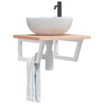 vidaXL Supports d'étagères pour lavabo 2 Pièces blanc trapèze acier