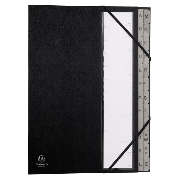 Trieur Rigide Ordonator Alphabétique Dos Extensible 24 Compartiments A À Z - Noir - X 8 - Exacompta